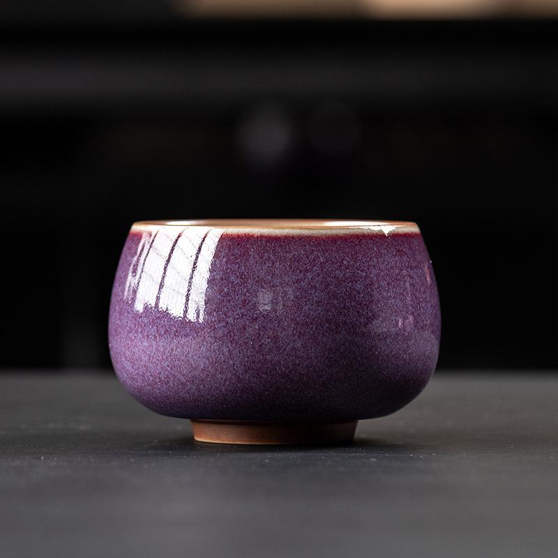 Creative Ceramic Purple Teacup Japanese Style Household Kung Fu Teacup Single Cups Tea Drinking Cup Teaware Accessories New