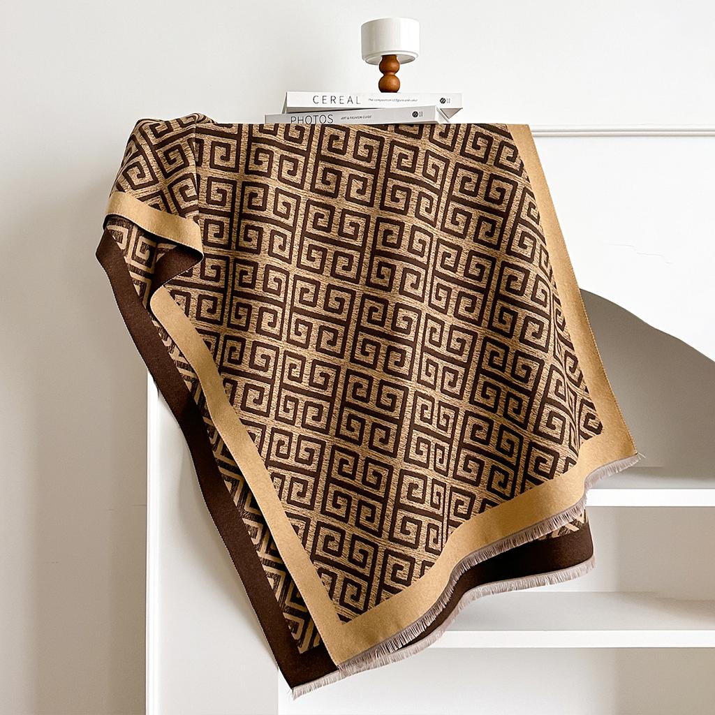 Women Winter Luxury  Imitation Cashmere Scarves Thick Warm Plaid Jacquard Soft Female Coldproof Bufanda Shawl Scarf