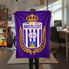 1 ks Flanelová deka s potiskem Royal Sporting Club Anderlecht, Vysoce kvalitní, Pro všechna roční období, Domácí dekorace, Teplo a pohodlí, Ideální jako vánoční dárky