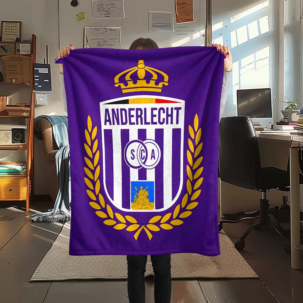 1 ks Flanelová deka s potiskem Royal Sporting Club Anderlecht, Vysoce kvalitní, Pro všechna roční období, Domácí dekorace, Teplo a pohodlí, Ideální jako vánoční dárky
