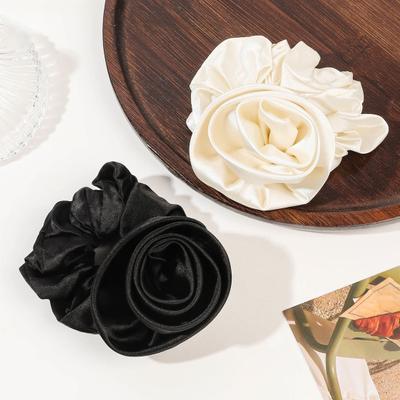 Rose Flower Decor Hair Rope Large Elastic Hair Tie Rose Rubber Hair Band Women Horsetail Holder Hair Accessories