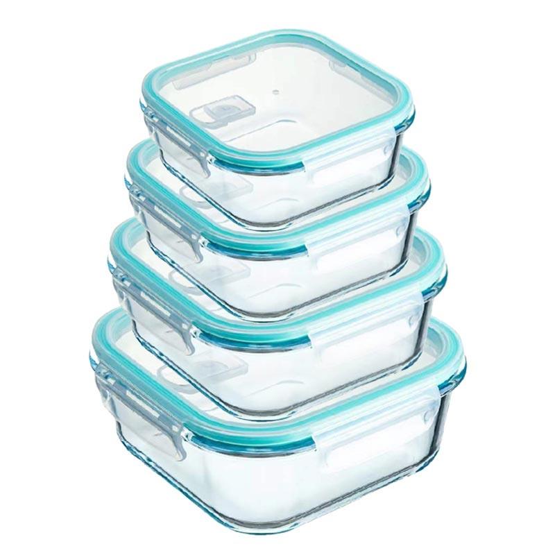 High Borosilicate Lunch Bento Box Set Heat-resistant Glass Lunch Box Sealed Box With Lid For Fresh-keeping Bowl Square Bento Box