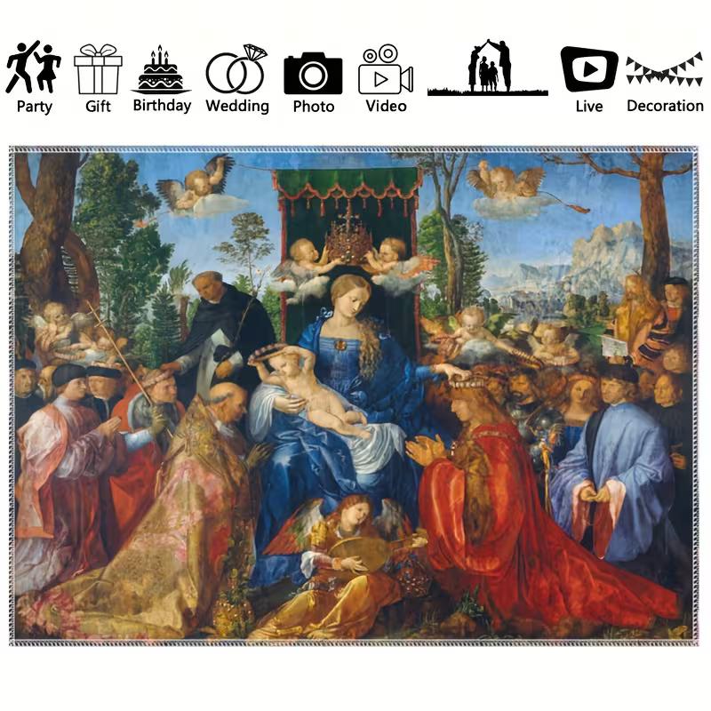 2D Dürer Feast of the Rosary Tapestry Vintage Religious Art Wall Hanging