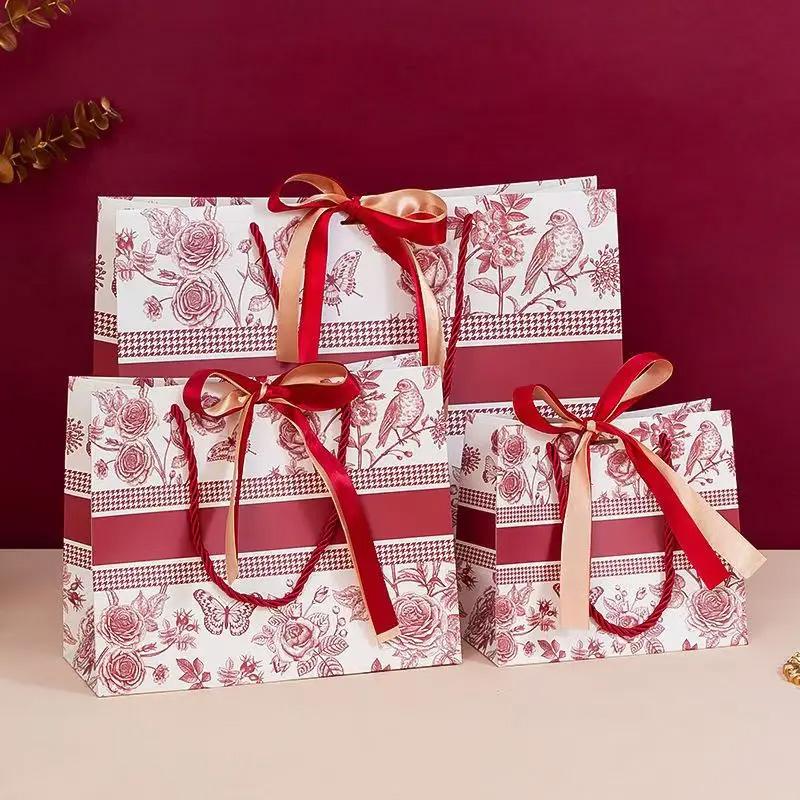 1pc Tote Bag With Ribbon Floral Fashion Gift Bags New