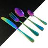 4Pcs/Set Dinnerware 304 Stainless Steel Mirror Rainbow Cutlery Set Kitchen Fork Coffee Spoon Knife Tableware Silverware Set