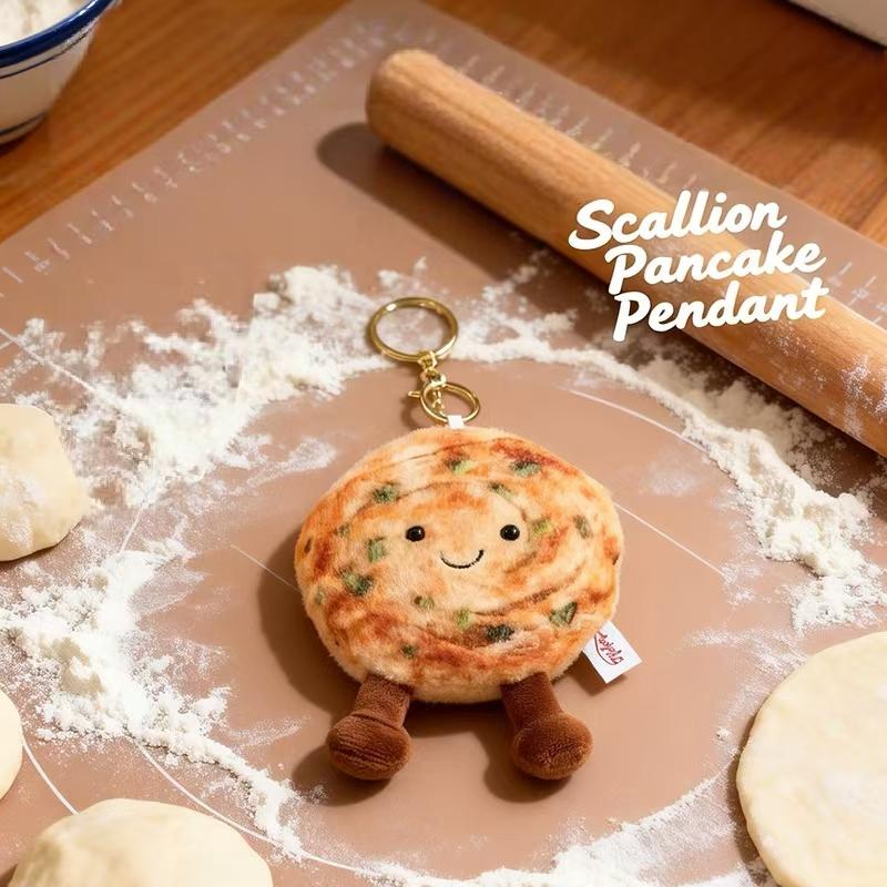 Cute Scallion Pancake Plush Keychain Doll, Soft and Adorable Roasted Sweet Potato Plush Toy, Bag Charm Gift for Friends