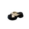 Pearl bow cool slippers women's summer wear new thick bottom heightening skirt beautiful beach one-word drag