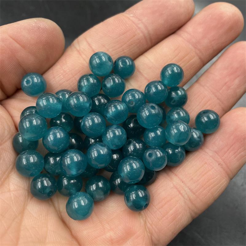 8mm Blue Water Jade Round Loose Beads for DIY Jewelry Accessories