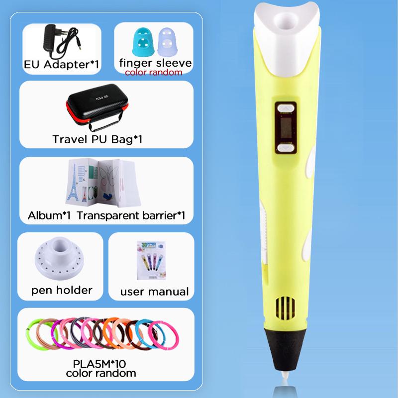 Kinder 3D-Stift 3D-Zeichen Druckstift LCD-Bildschirm Netzteil 40 Farben 200M PLA-Filament Kinder Jungen Mädchen Geburtstag DIY-Geschenk