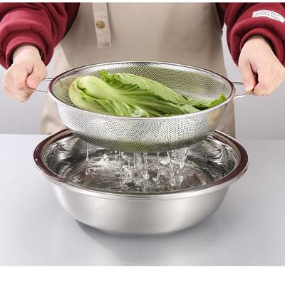 Stainless Steel Rice Basket Vegetables Fruit Washing Bowl Fine Mesh Sieve Bowl Spaghetti Colander Fine Mesh Strainer Home