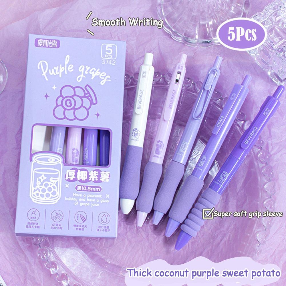 

5PCS/Set Quick Drying Black Pen Soft Grip Neutral Pen New Signature Pen Students фиолетовый