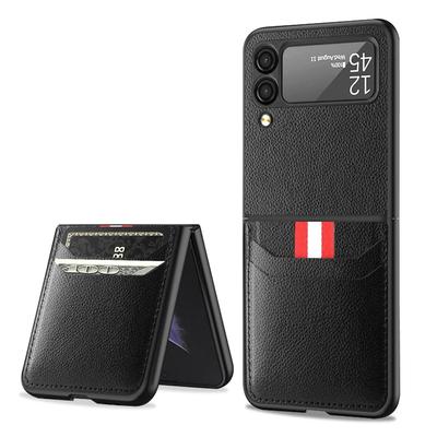 Lightweiht Matte Leather Cases For Samsung Galaxy Z Flip 3 Flip4 5g Flip3 Flip 4 With Card Holder Business Cover Case