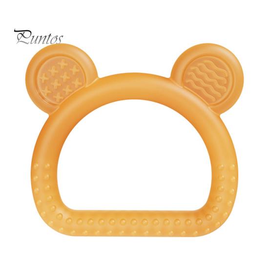 Durable Chew Toy Silicone Bear Teether for Babies, Soothing Sore Gums Baby Textured Teething Toy, Ring 6-12 Months Infants