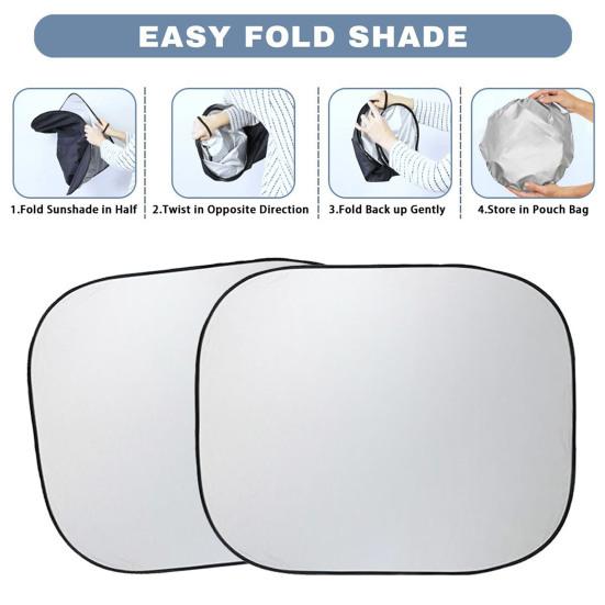 2Pcs Car Windshield Sunshade UV Rays Sun Protection Heat Blocking Foldable Universal SUV Truck Automotive Front Window Sun Visor Protector Cover