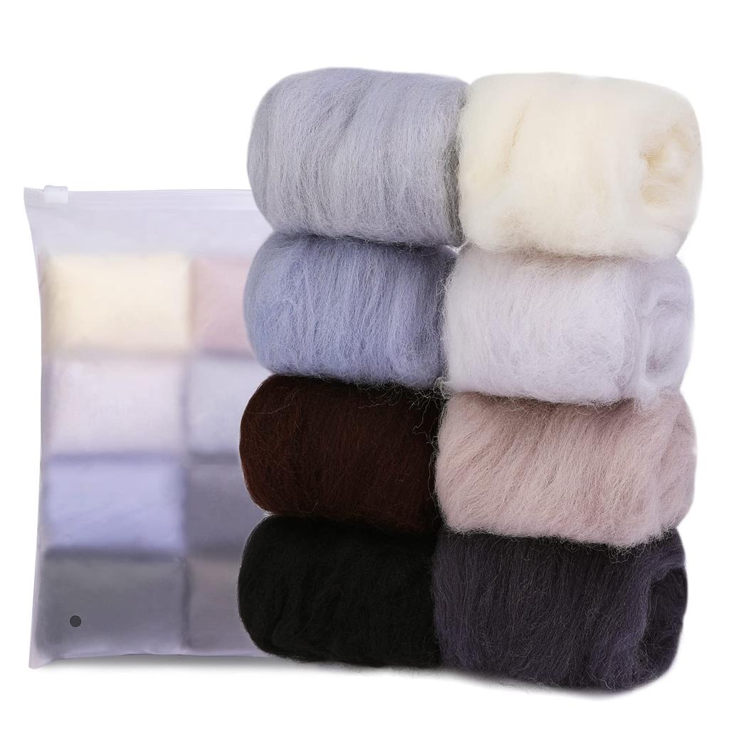 Fenrry 8 farieb vlna na plstenie ihlou, vlna na plstenie, plstená vlna, hromadná vlna na plstenie pre DIY remeselné materiály
