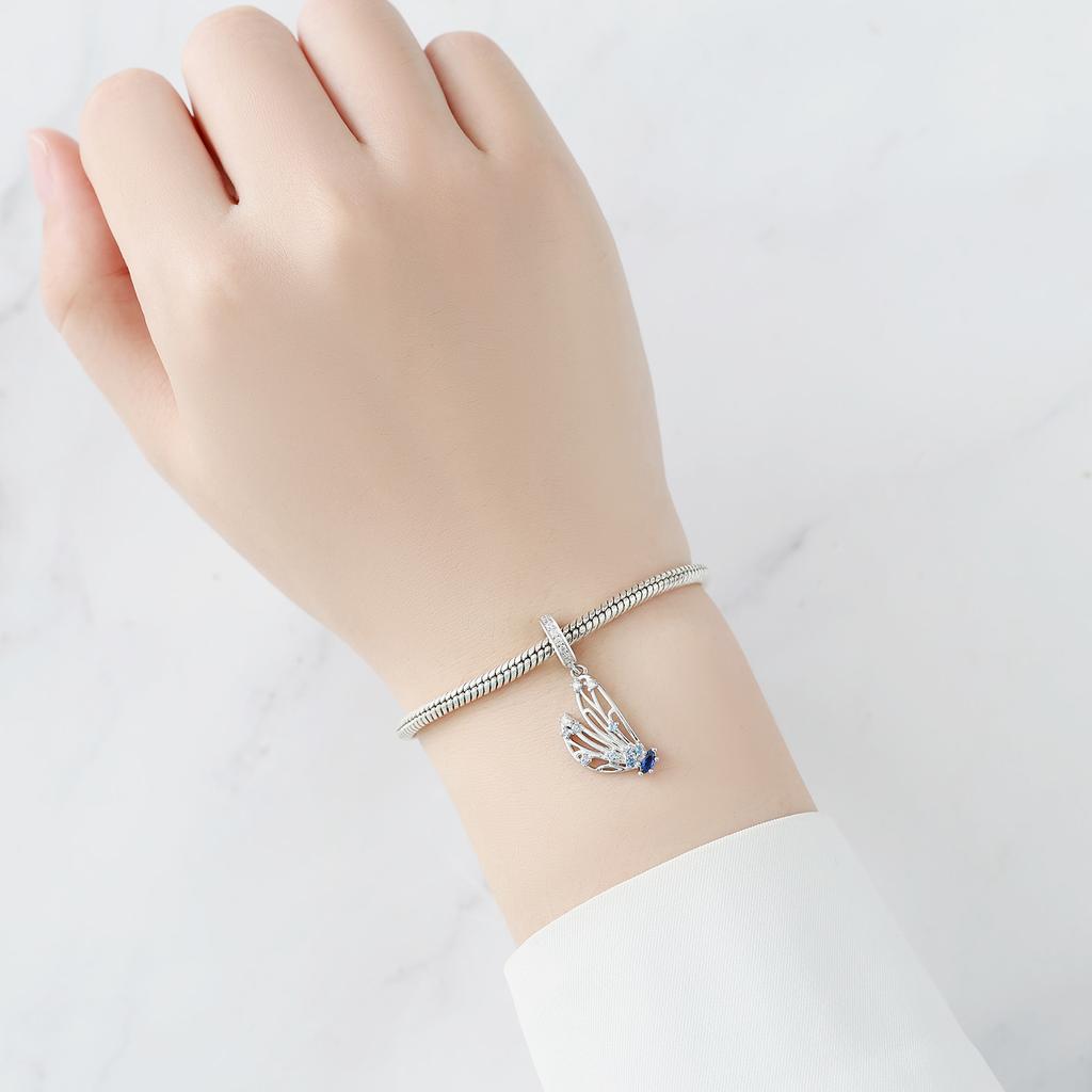Beads Copper Charms Original Blue Gradient Hollow Design Butterfly Beads Fit Bracelet Diy Women Fine Gift Accessory