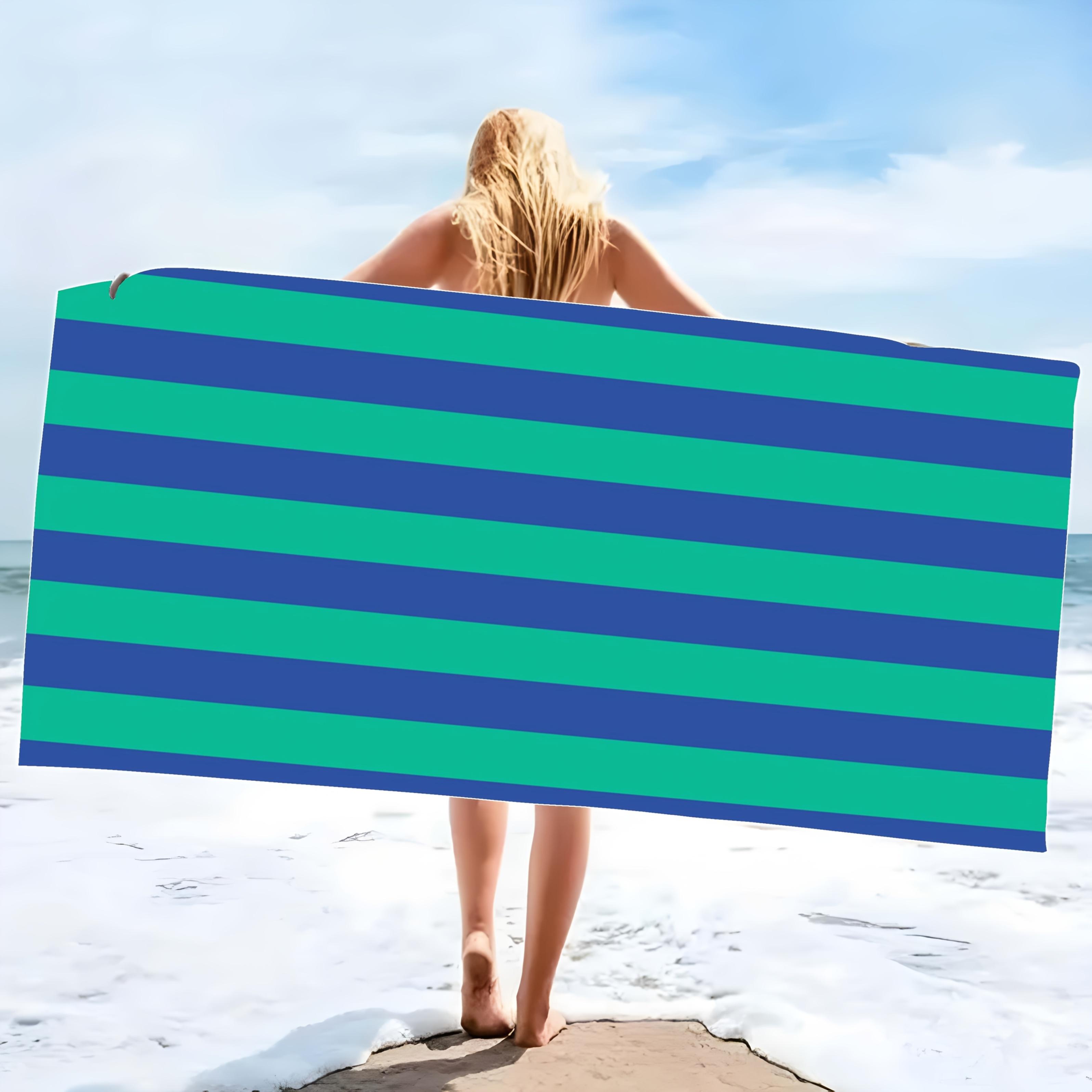 Minimally Striped Beach Towel, Ultra-fine Fiber Quick Drying Absorbent Towel, Beach Swimming Vacation Beach Towel 50x100cm