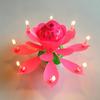 Double couche de bougie d'anniversaire de lotus avec bougie de musique tournante avec une chanson de joyeux anniversaire (rouge)
