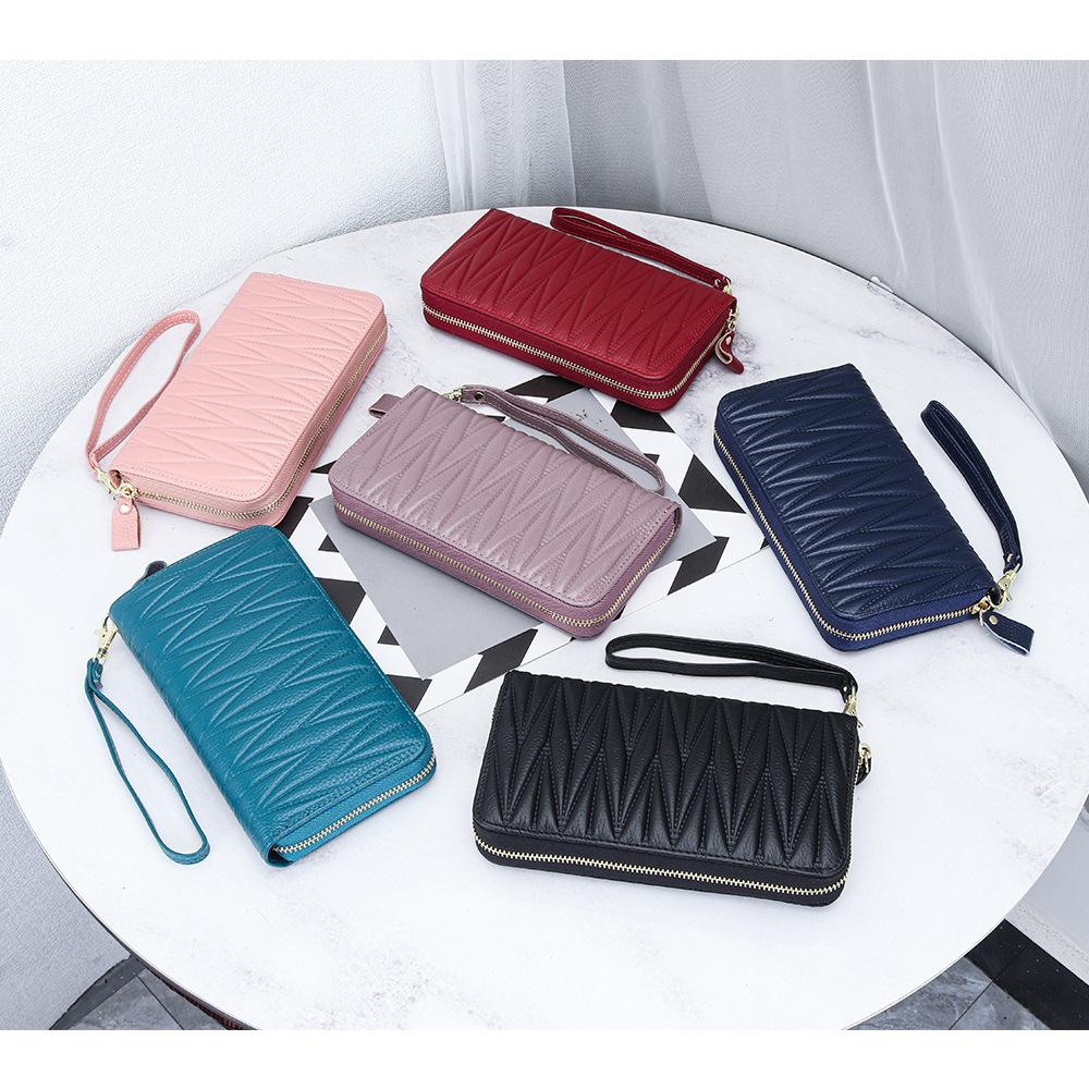 Leather Women's RFID Wallet Long Zipper Handbag Wallet Multi-card Position Card Bag Anti-degaussing Large Capacity Soft Cowhide