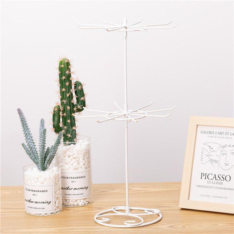 

3-уровневая витрина для ювелирных изделий, брелок для ключей, вращающаяся железная вращающаяся металлическая подставка белый