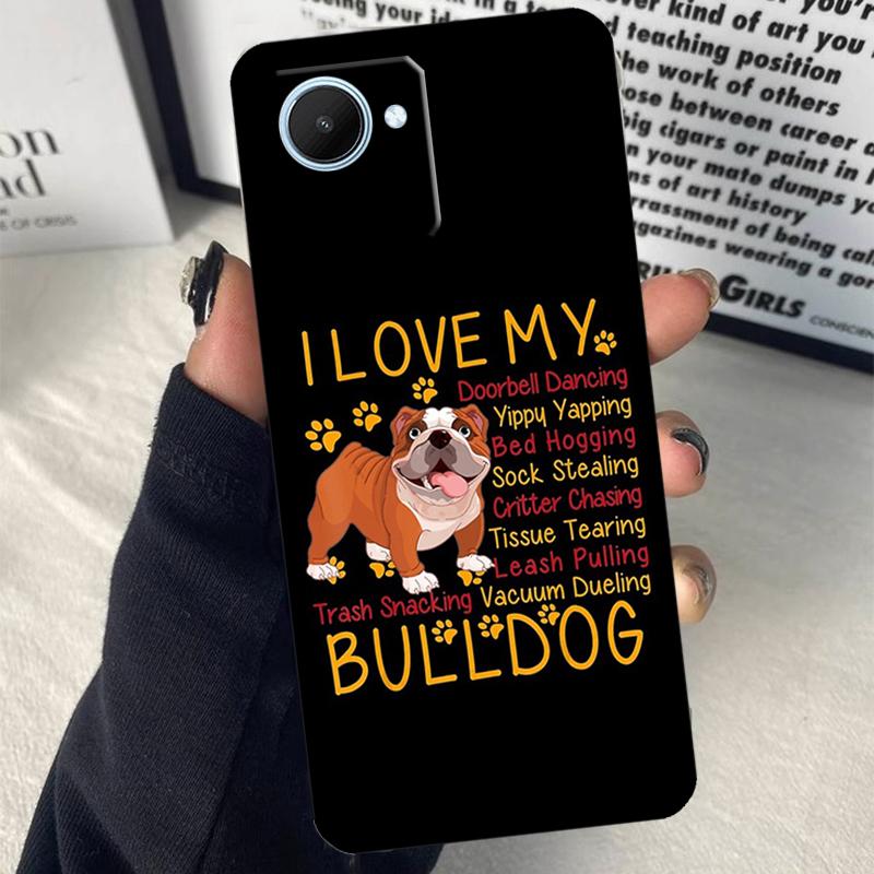 English Bulldog Heartbeat For Realme GT7 Pro GT6 C67 C65 C63 C61 C55 C53 C51 C71 C75 10 11 12 13 14 15 Pro Plus Case