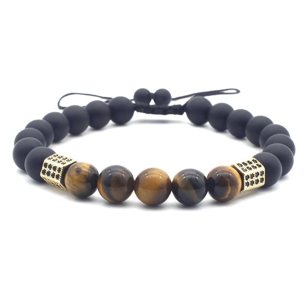 2019 Frosted Black Agate  Zircon Bracelet