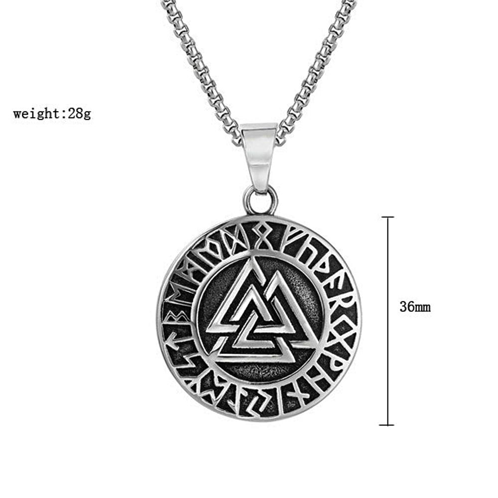 Vintage Stainless Steel Valknut Pendant Necklace Nordic Odin Viking Rune Necklace Men Fashion Biker Amulet Viking Jewelry Gift