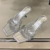 Fashion Elegant Square Toe Cross Tied High-heel Slippers Women Summer Sexy Open Toe Slide Sandals Fashion Comfort Brand Designer Shoes