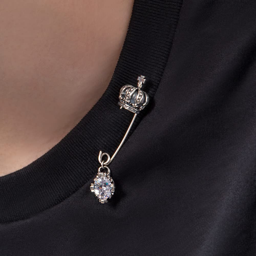 ARTEMISKINGS Crown Safety Pin Safety Pin AKEX0003 Silver Accessories Brand Jewelry Silver Brooch Batch [Artemis Kings] Men's Women's