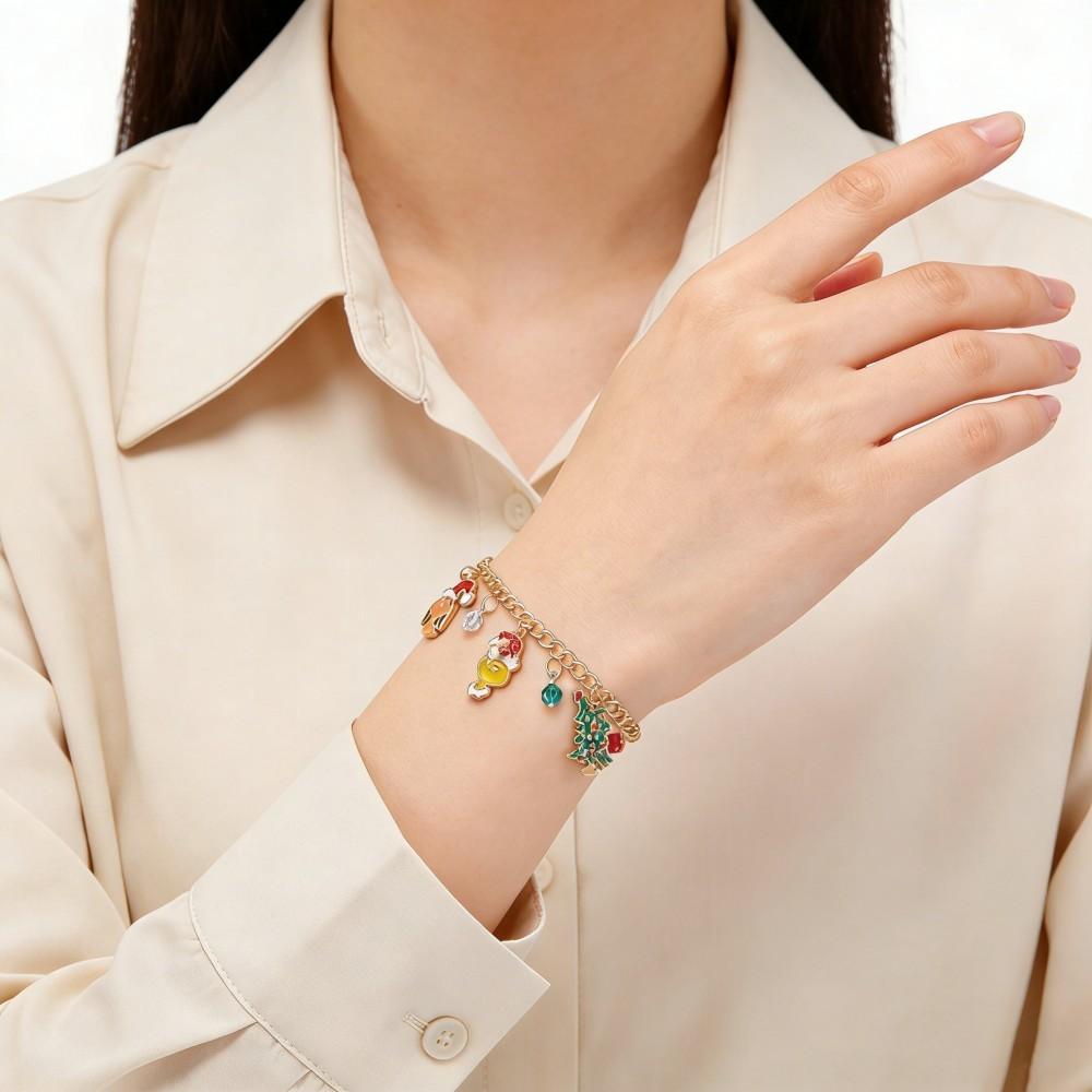 Christmas Chain Bracelet With Cartoon Characters For Holiday Party Gift And Festive Decor