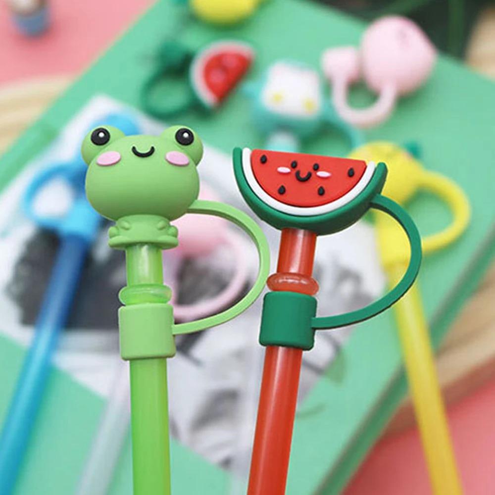 Cartoon Straw Sealing Tools Silicone Straw Tips Drinking Dust Splash Proof Plugs Cover Creative Cup Accessories 6-8mm