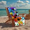 Custom Name Ultra-Soft Beach Towel with Smiling Critters Theme,Ideal for Pool - Camping, Diving - Perfect Travel Essential, Vibrant Beach Towel.