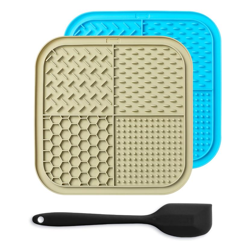 LMETJMA Lick Mat for Dogs and Cats Silicone Licking Mat with Suction Cups for Anxiety Relief Square Dog Slow Feeder Lick Pat