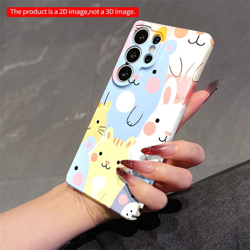 2DFlat Samsung Phone Case Cute Animal Friends Pattern Phone Case Applicable To Galaxy S22 S23 S24 S25ULTRA S26 A12 A13 A14 A15 A16