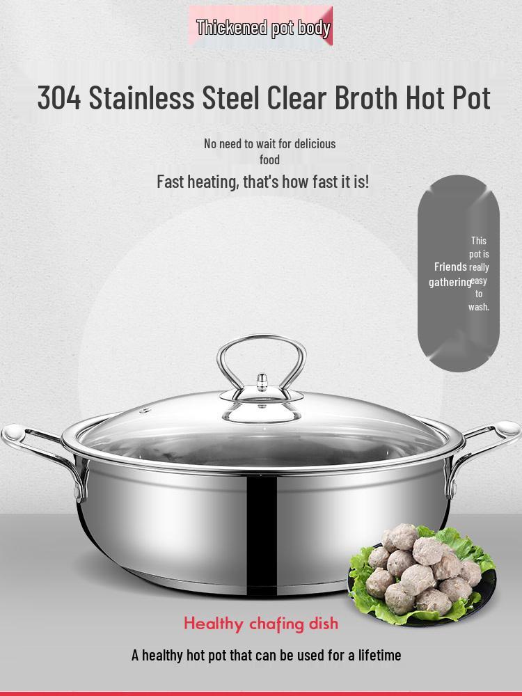 304 Stainless Steel Non-stick Stew Pot with Thickened Composite Bottom for Gas & Induction