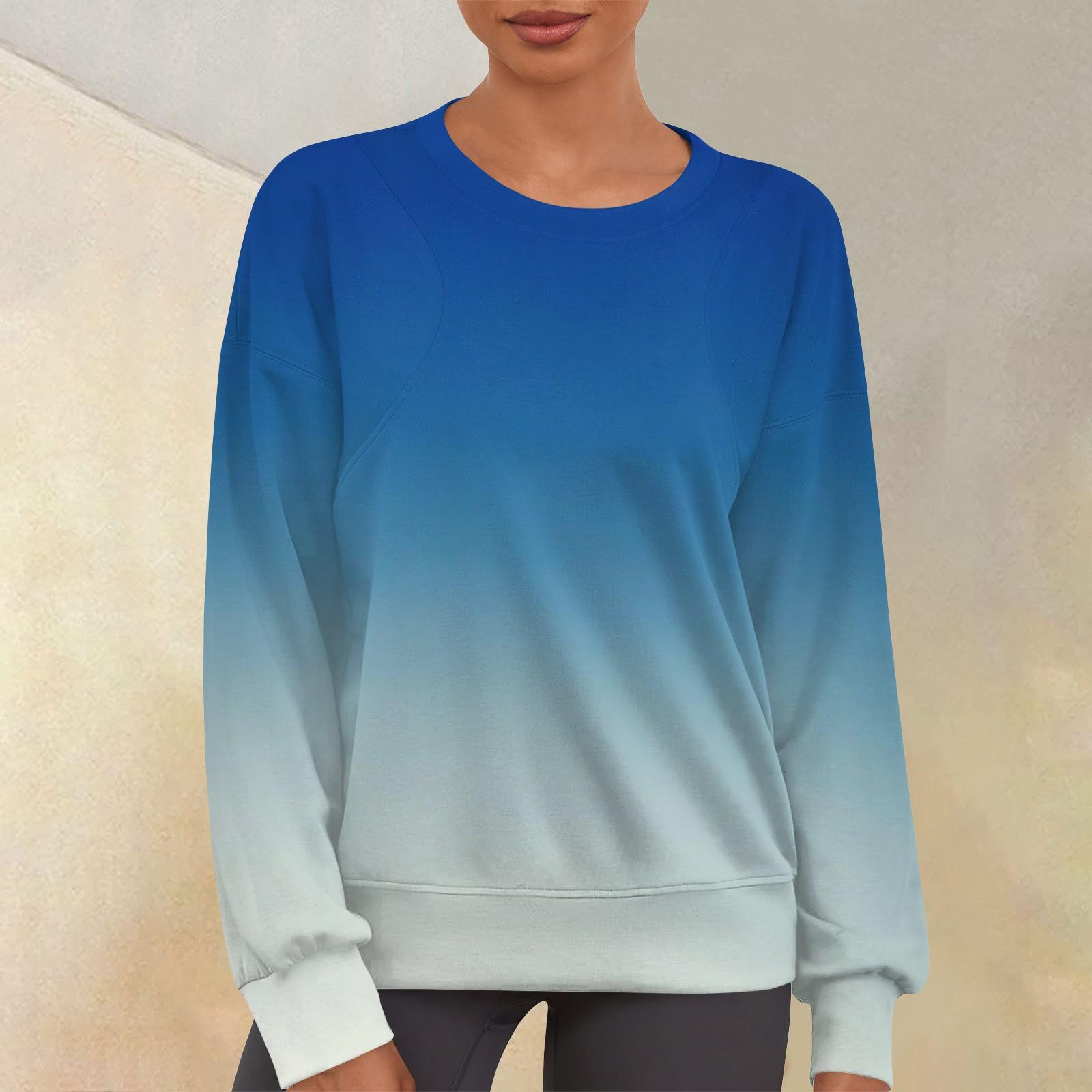 

Женский повседневный модный принт с круглым вырезом и длинным рукавом, свитер-топ XL небесно-голубой