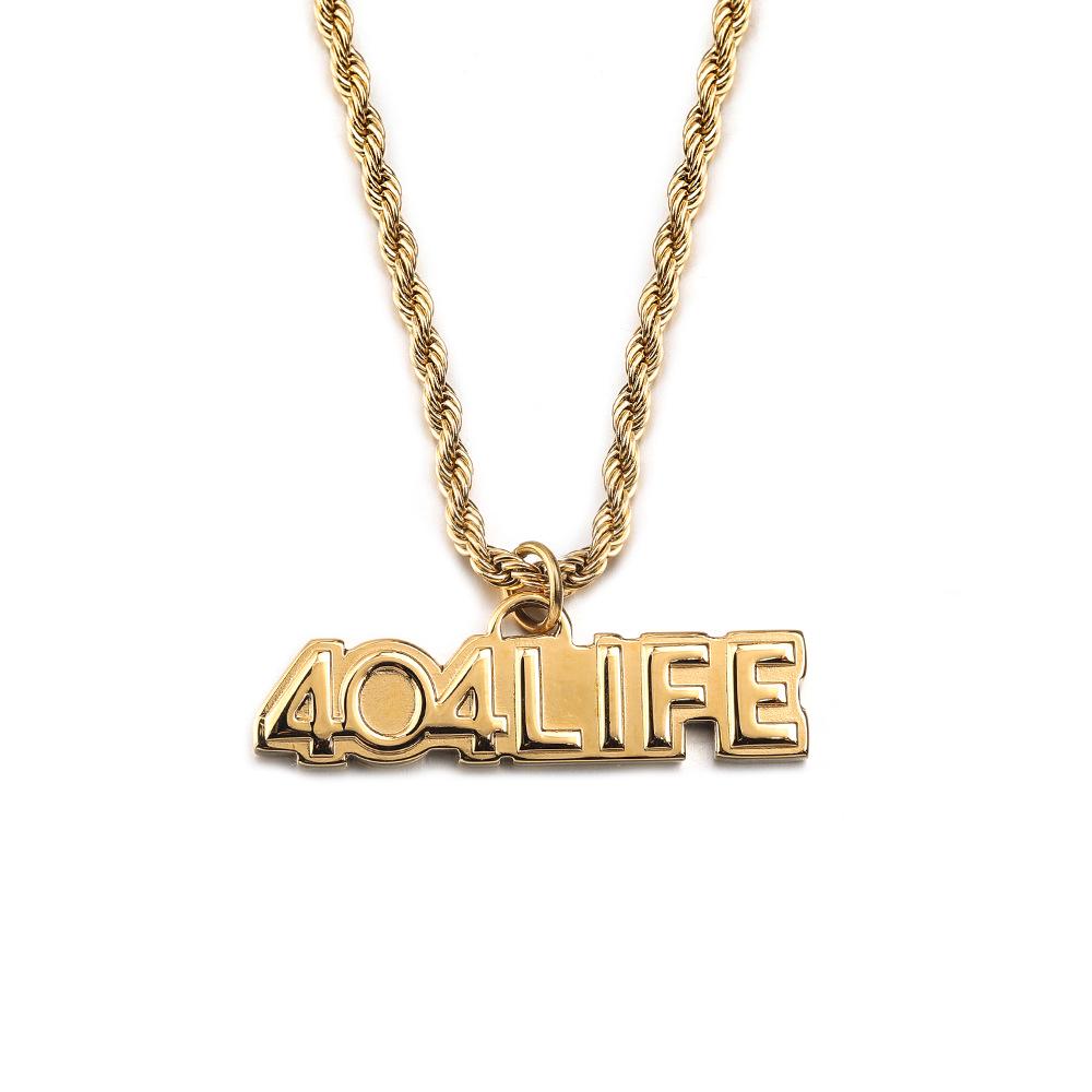 

404mob Европейское и американское модное ожерелье: Хип-хоп стиль, Земляной крутой, Дизайн с буквами диско, Украшения из титановой стали для мужчин и женщин.