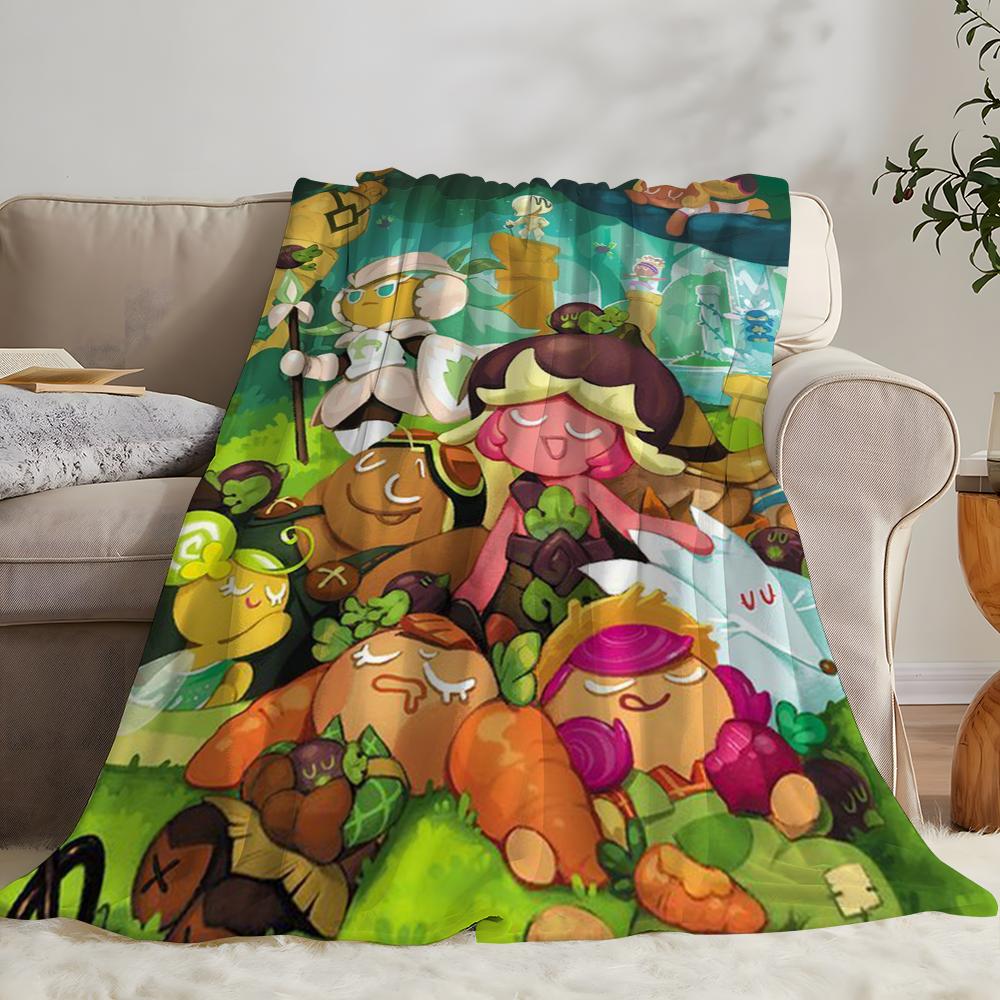 Hot Game C-Cookie Run Kingdom Throw Kid-Friendly Flannel Throw Blanket Soft Warm Anti-Static Washable All Season