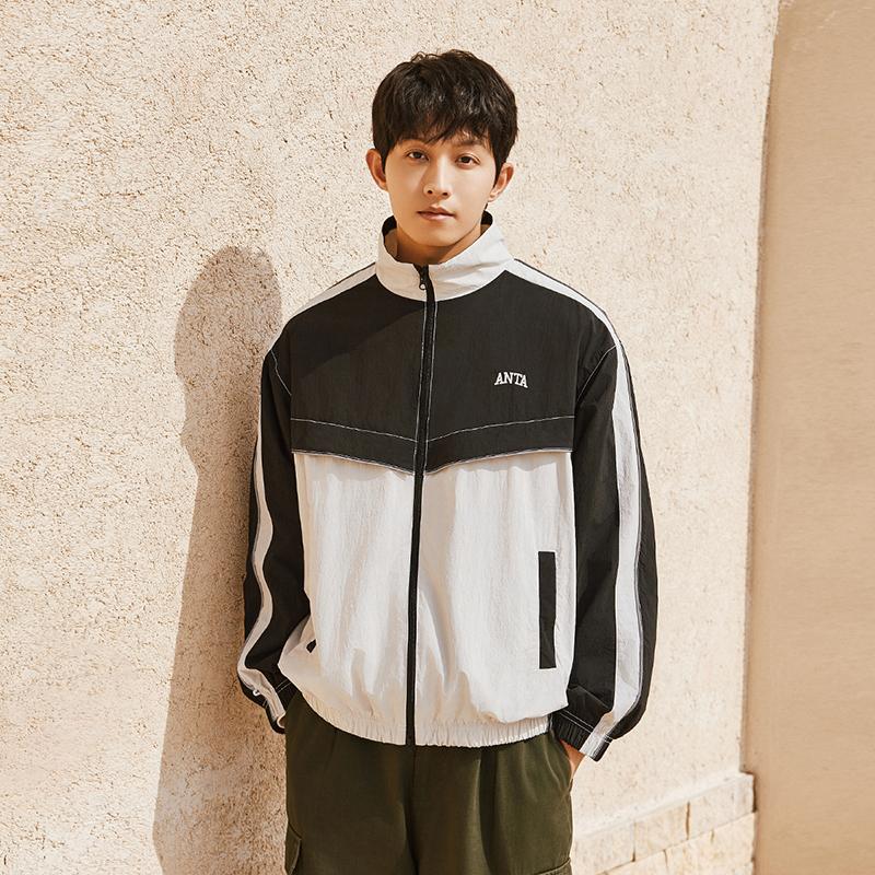 Anta Bunda Color Block se stojáčkem na zip, s přepadlými rameny a dlouhým rukávem, pánská bunda, základní černá, skořápkově růžová, šedá 952418602-2