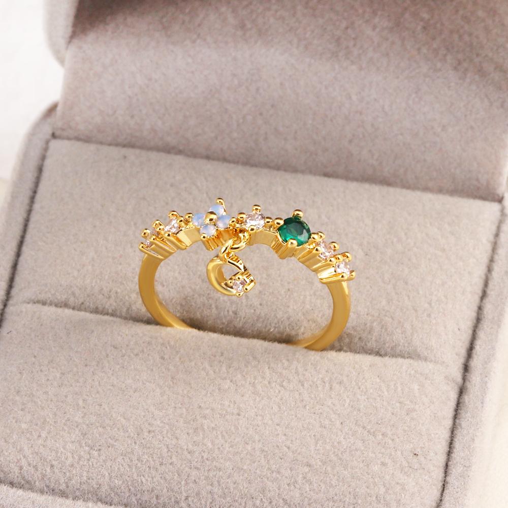 New Cute Colorful Zircon Flower Ring For Women Girl Fashion Vintage Zircon Adjustable Rings Jewelry Gift