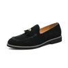 Spring and Autumn Suede Casual Shoes, Fringed Leather Shoes for Men with One Foot, Lazy Shoes, Large Size Foot Loafers for Men