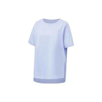 Li Ning Fitness Series Letter Print Moisture Wicking Loose Short Sleeve T-Shirt Women Tops Sky-Blue ATST224-6
