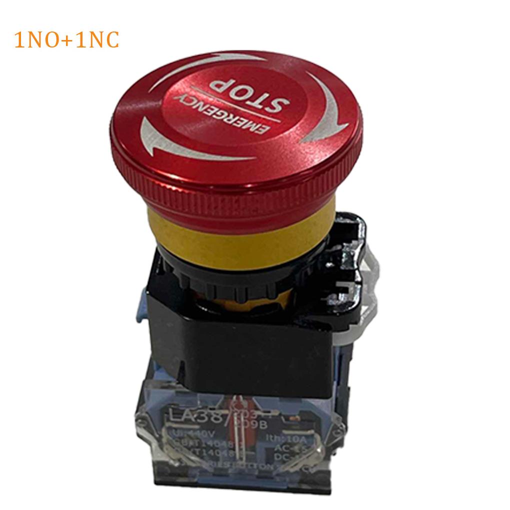 22mm 10A Metal Emergency Stop Pushbutton Switches Self-Locking For Start Emergency Stop  Push Button Switch 1NO 1NC 2NC