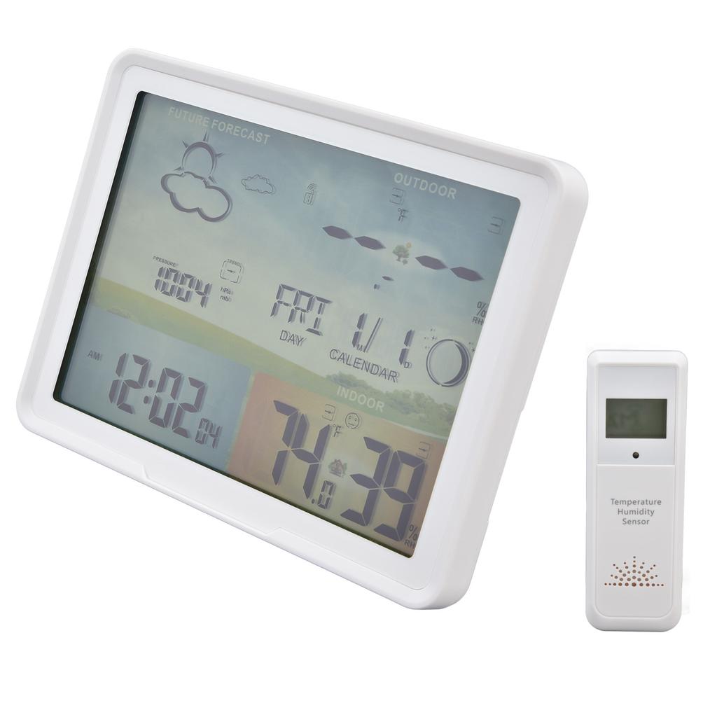 LCD Weather Forecast Indoor Outdoor Thermometer with RCC Receiving Function 100?240VUS Plug