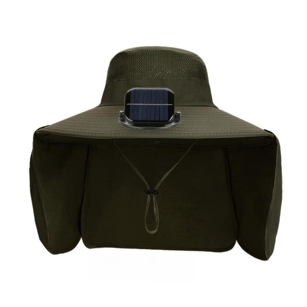 

Waterproof Solar Fan Hat UPF50+ Fishing Hat Gift Wide Brim Hat Hiking зелёный