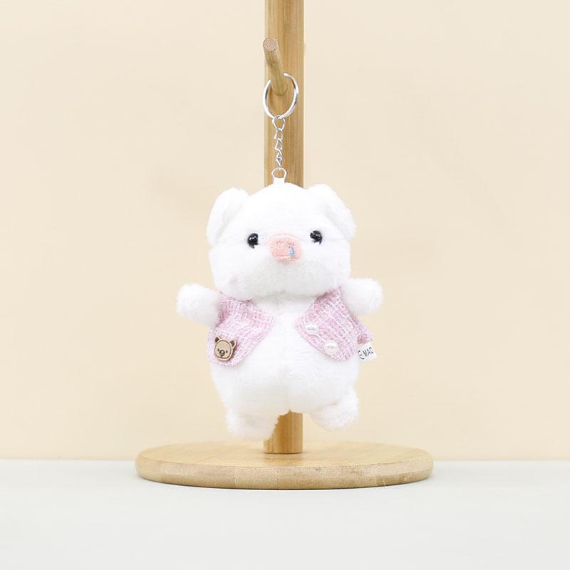 

Delightful Plush Pig Keychain Soft And Cuddly Piglet Doll For Keyring And Purses White Pig Vest