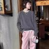 Women's Cable Knit Embroidered Loose Sweater - Casual Round Neck, Solid Color, Warm and Versatile for Autumn and Winter