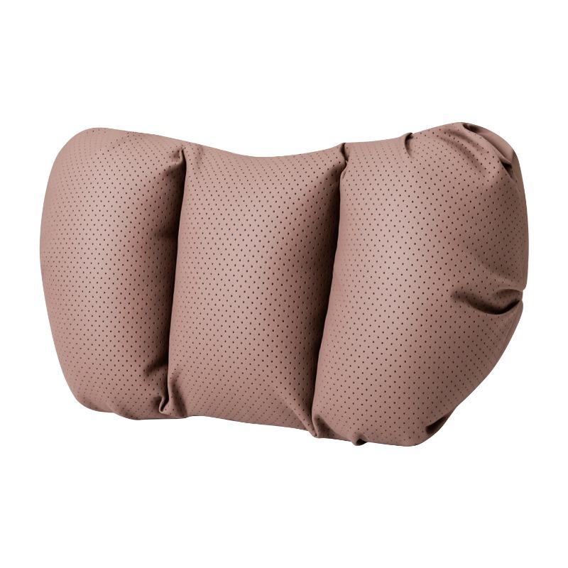 Universal Car Headrest and Lumbar Support Cushion Set Perforated Nappa Leather Neck Pillow with Adjustable Strap for Most Cars