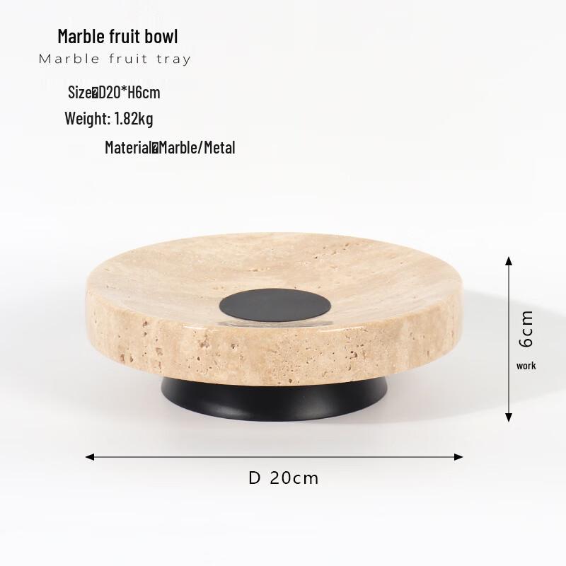 Abay Yellow Travertine Style Round Fruit Plate