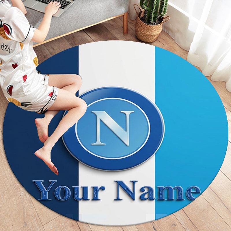 SSC Napoli Custom Name Round Area Rug,Carpet Rug for Living Room Bedroom Sofa Playroom Decor,Non-slip Floor Mat